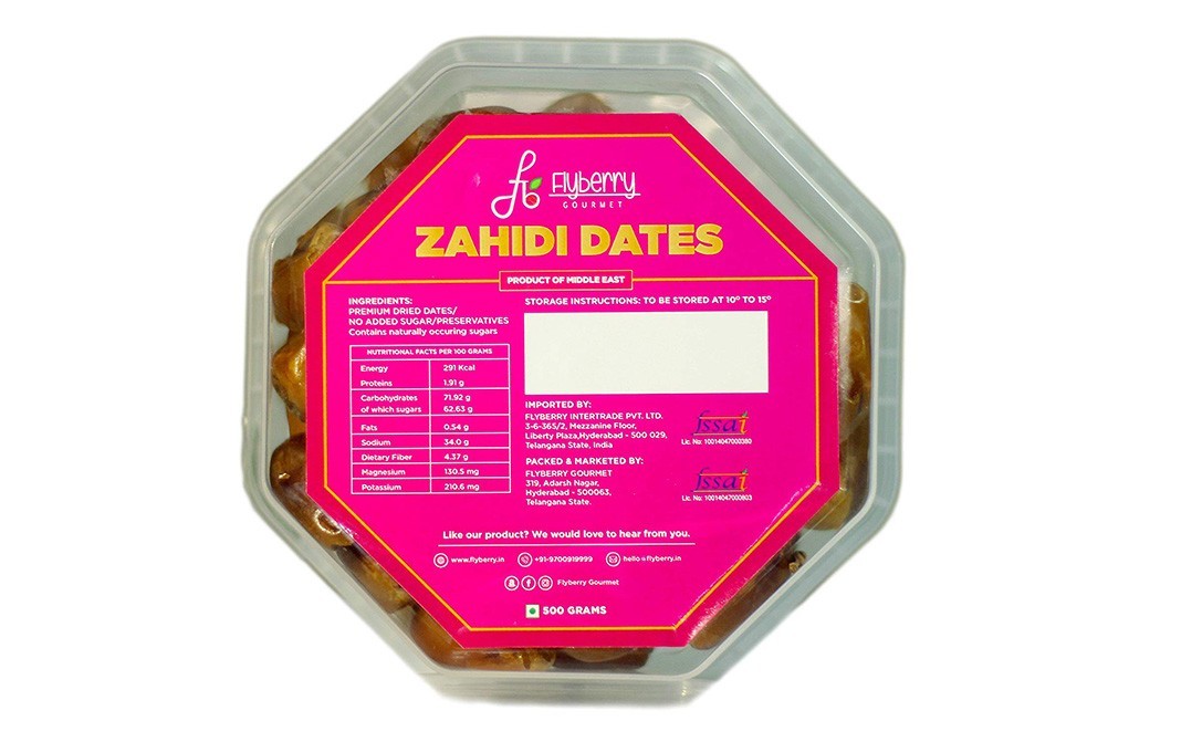 Flyberry Gourmet Zahidi Dates    Box  500 grams